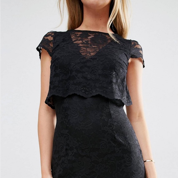 Jessica Wright Lace Overlay Pencil Dress - Black - Picture 4 of 6